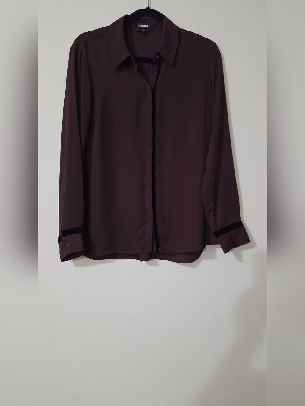 Express Women's Plum Button-Front Blouse